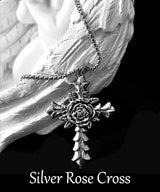 Silver Rose Cross Necklace