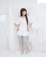 BUTTON LACE CAPRI PANTS / GREY