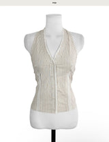 luv french shirring halter sleeveless bl/top