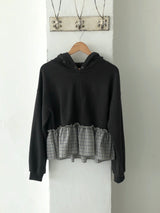 Plaid Frill Hoodie Tee