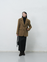 hairy quilting jacket - khaki beige 