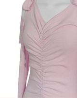 term ribbon off & shirring slim top