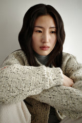Boucle wool cardigan, Oatmeal
