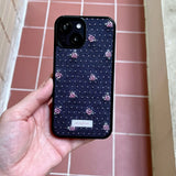 [MADE][Magsafe Glass Bumper Case] バラ刺繍ニットケース Rose Embroidered Knit Case Navy