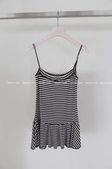 scarf set stripe frill mini-dress