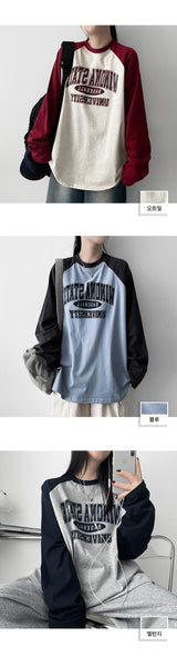 Tace loose fit coloring raglan long-sleeved shirt