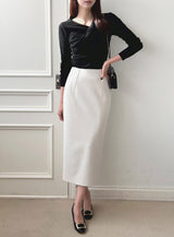 Delo Shirring Unbalanced Drape Knit