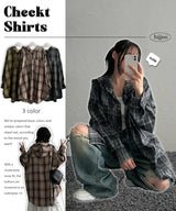 Puffin Long Hooded Checkered Shirt (3 colors) Dress For dress ♥