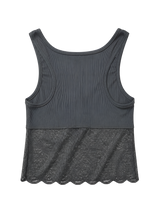 LACE SHORT SLEEVELESS [CHARCOAL]