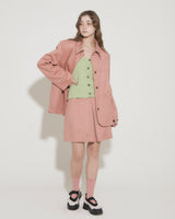 FAUX SUEDE STUDS MINI SKIRT [PINK]
