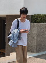 [1+1] コア ベーシック Uネック ロングスリーブ Tシャツ