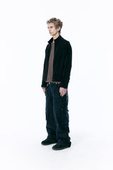 (BASE) MONO KNIT ZIP UP (BLACK)