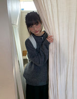 [unisex] ハインドレイブークレヘンリーネックオーバーニット