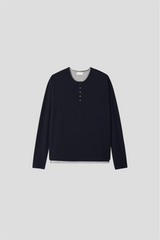 ソリスヘンリーネック長袖ニットTシャツ (4 Colors)