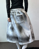 Space Side Lettering Distressed Bermuda Shorts 3color