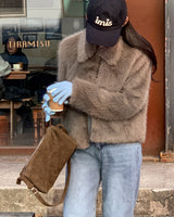 Trin collar fur jacket