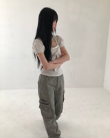 クキンチェックリボンショートスリーブTシャツ