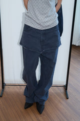 ウォッシュド デニム スカートパンツ(Navy/2size)