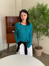 Slub Knit Two-Way Boat Neck One-Shoulder Cardigan (5c)
