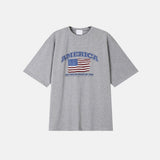 LMN レイブアメリカプリントオーバーサイズ半袖Tシャツ (3 colors)