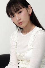 [silver925] red ball hook earring