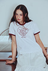 26SS★ Amore Puppy Crop Ringer Short Sleeve Tee