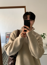 All Day High Neck Modal Semi-Zip-Up Knit