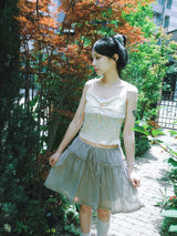 CHIFFON LACE MIDI SKIRT (2COLOR)