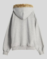 (UNISEX) USA Flag Fur Hood Zip-up