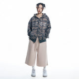 Cut-off wide bermuda sweatpants - BEIGE