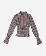 CHECK CORSET SHIRT #PINK GRAY