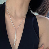 [925silver] Vカットドロップパールネックレス