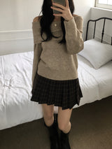 ユニオフショルダーニットウェア (4 colors)