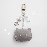 [soft keyring] silver cat (grey)