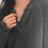 Sentine レースボタンサイドシャーリングフード付きTシャツ