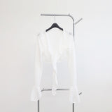 Demash see-through frill cardigan + sleeveless set