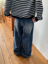 Bahiu Washing Wide Denim Pants