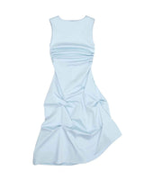 DOZI - Sleeveless Pinched Long Dress _ SKY BLUE