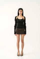 Jewel cross back tank top - black