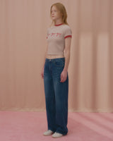 TRIPLE RIBBON RINGER TSHIRT-BEIGE