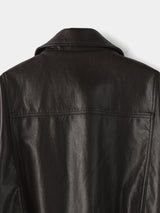 Curved leather overfit jacket