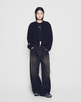 25FW WOMAN Vネッククロップソリッドカーディガン ブラック