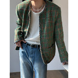 [S/S] Green shine tweed jacket