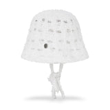 VA Curved Oval Metal Knit Punching Bucket Hat / White