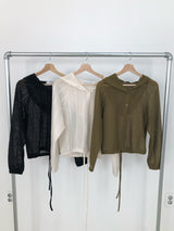 Summer knit hooded zip-up
