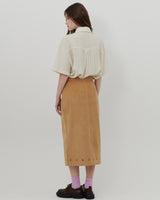 オーナメントプリントコーデュロイスカート [BEIGE]