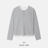ヘンリーネックレイヤードクロップTシャツ