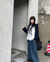 セミバルーンデニムワイドパンツ