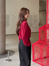 Deven Shirring Collar Chiffon Blouse