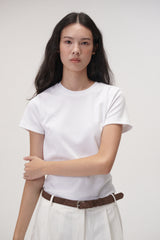 ラウンドハーフTシャツ (アイボリー)